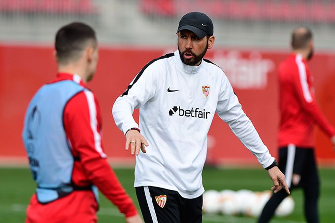  Pablo Machín, en el entrenamiento de este lunes.