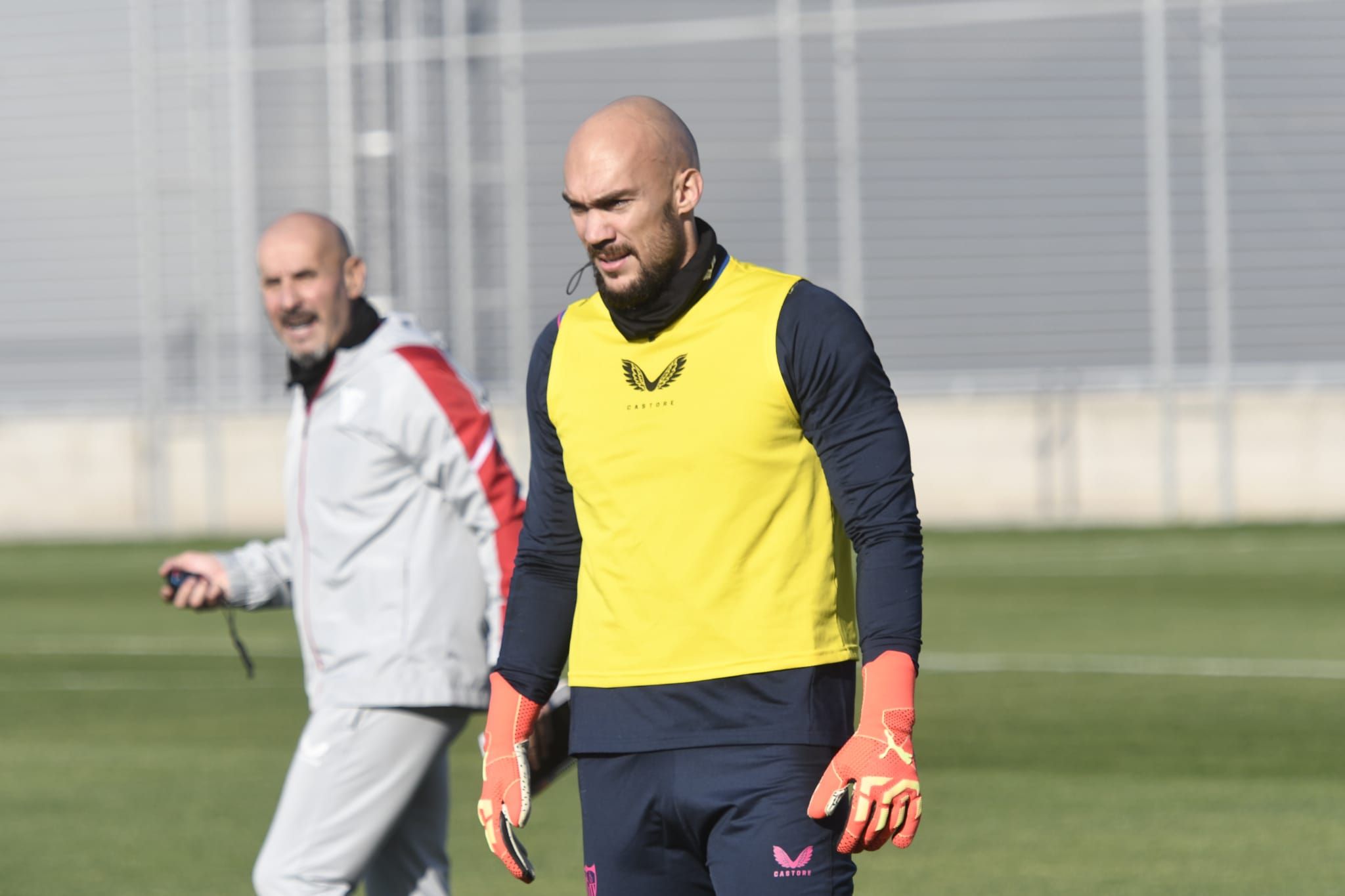  Dmitrovic, en el entrenamiento de este lunes.