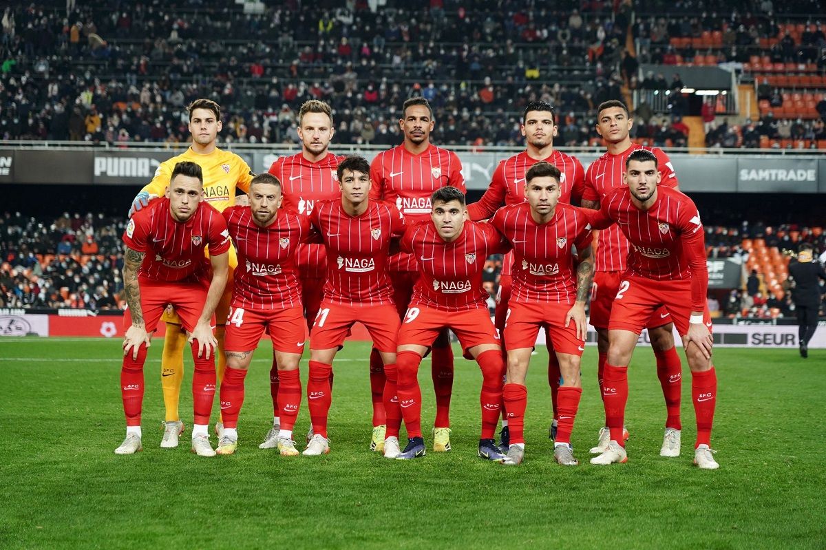 El once del Sevilla en Valencia.