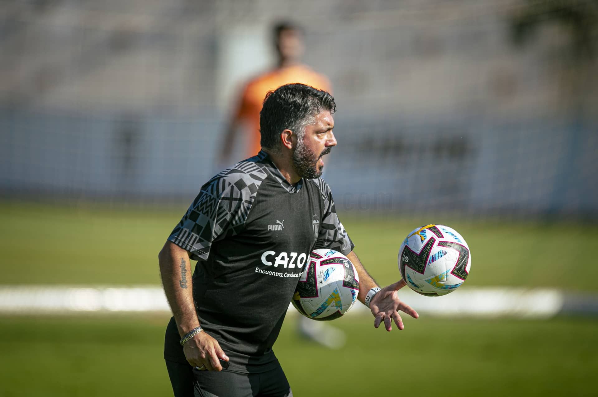 Gattuso, en un entrenamiento del Valencia
