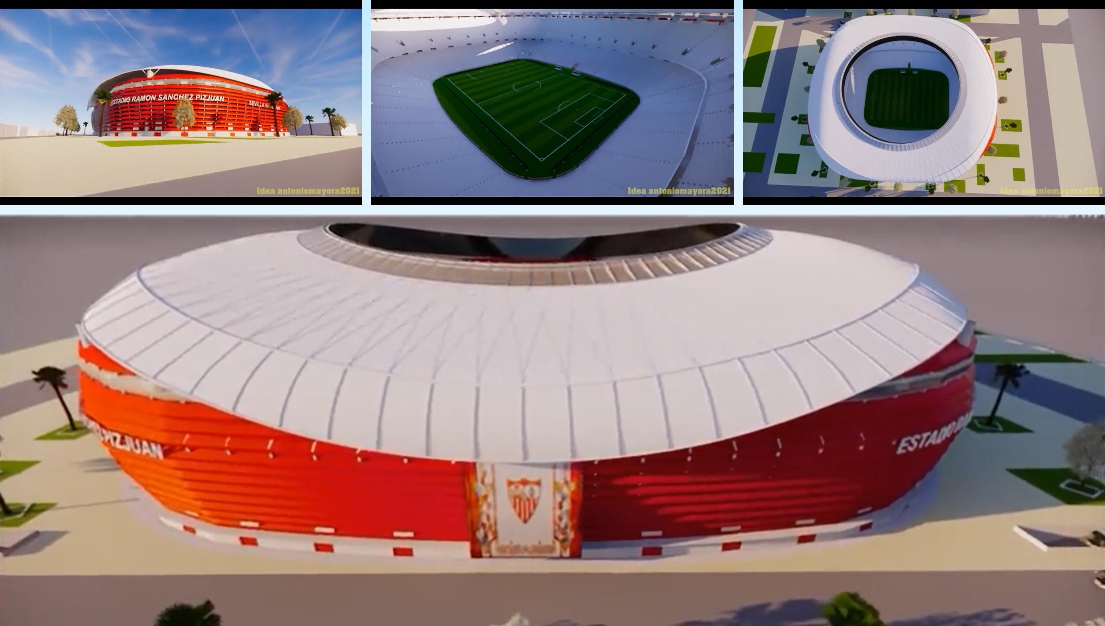 Imágenes de la recreación del Sánchez-Pizjuán reformado y ampliado (Fotos: antoniomayora2021).