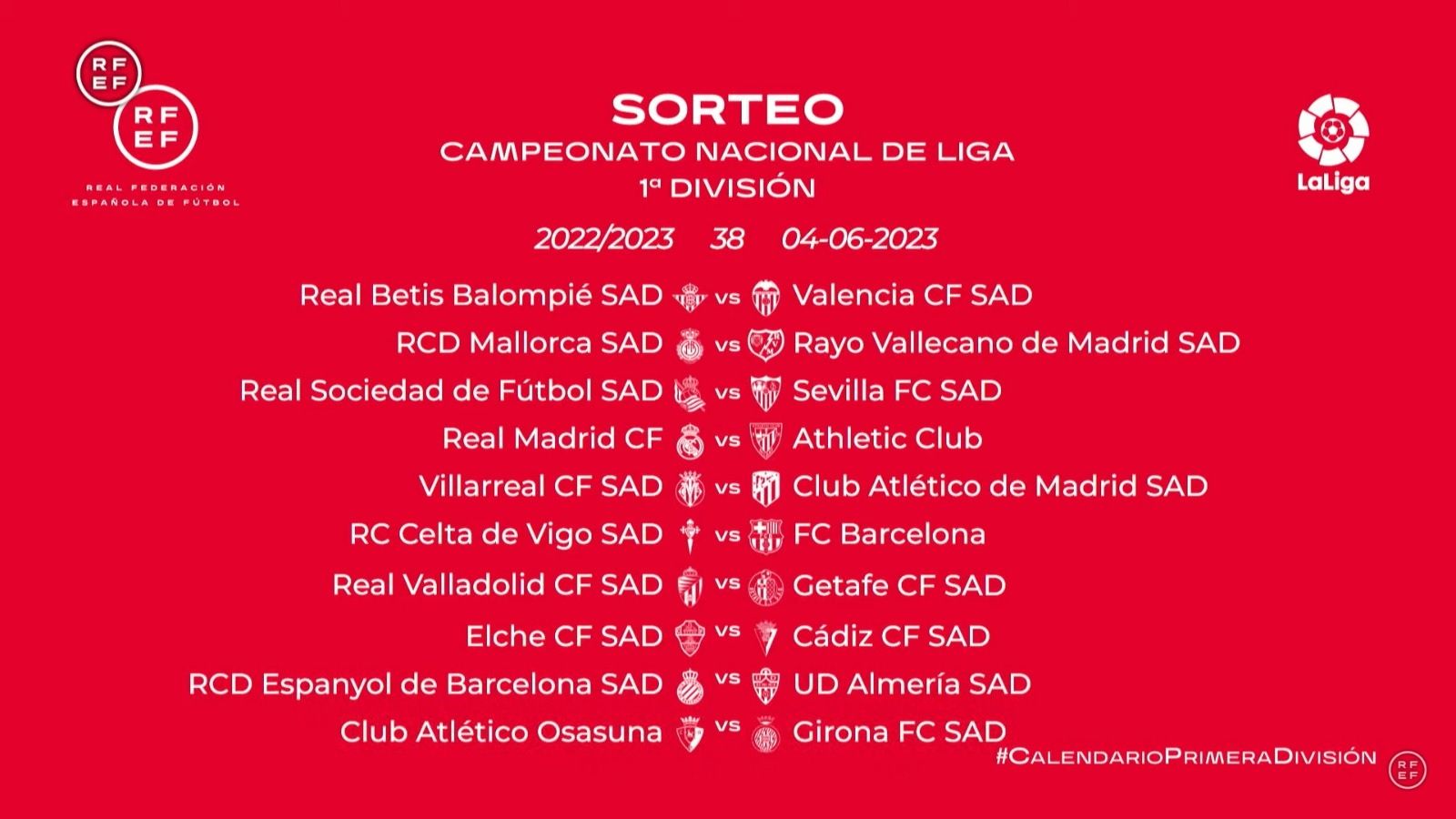  La jornada 38 del calendario de LaLiga Santander.