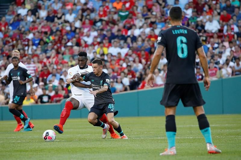 Gnagnon, durante el partido ante el Liverpool.