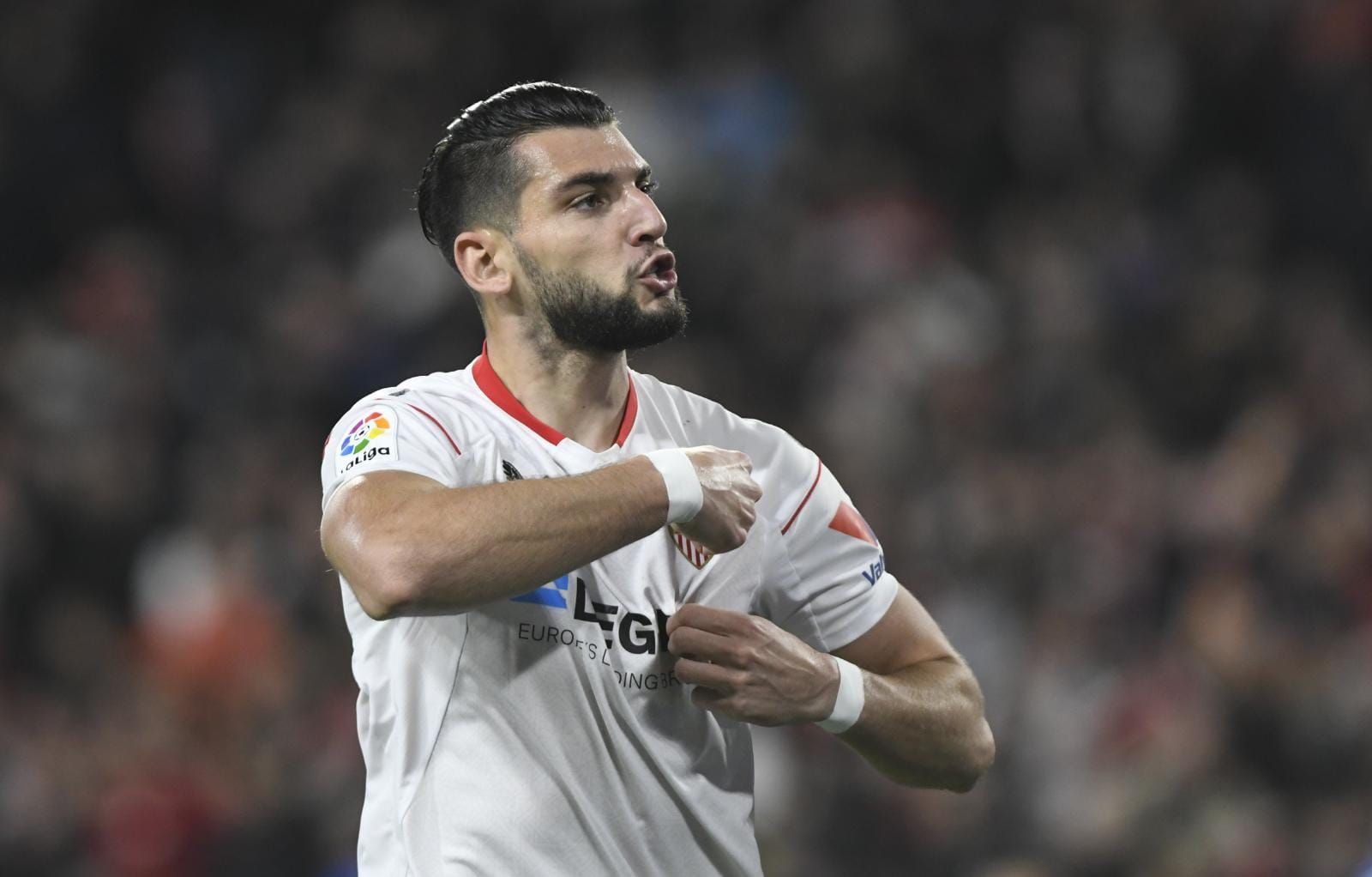 La celebración del gol de Rafa Mir en la victoria del Sevilla sobre el Getafe