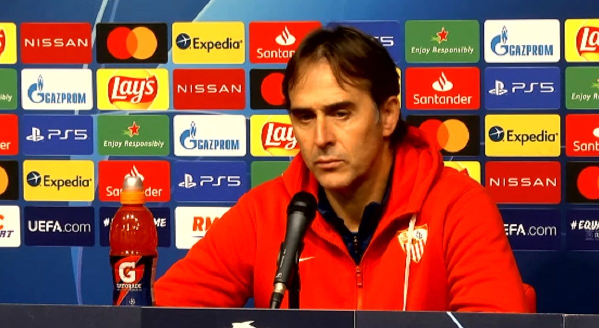 Julen Lopetegui, en la rueda de prensa de Rennes.