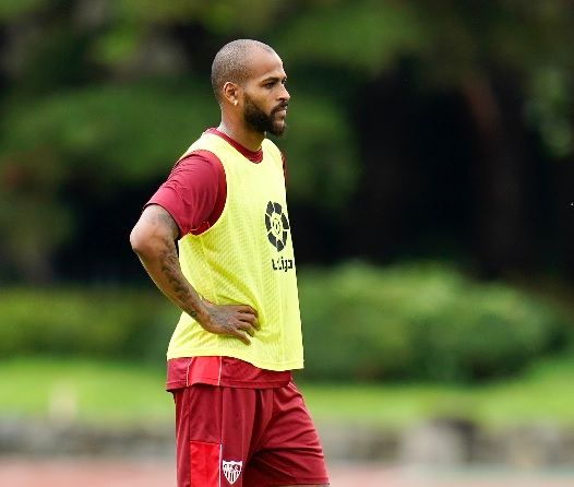Marcao, entrenando con el Sevilla.