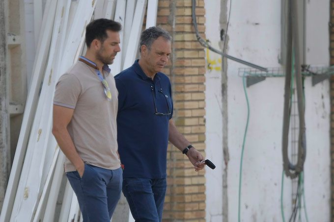 Marchena y Caparrós en el entrenamiento del Sevilla.