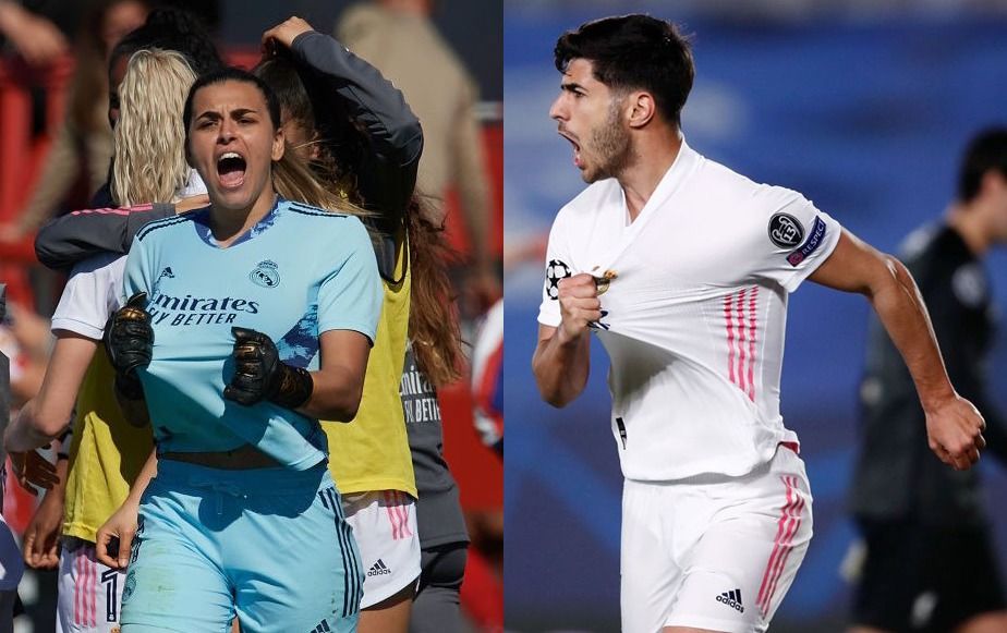 Misa Rodríguez y Marco Asensio celebran goles con el Real Madrid.