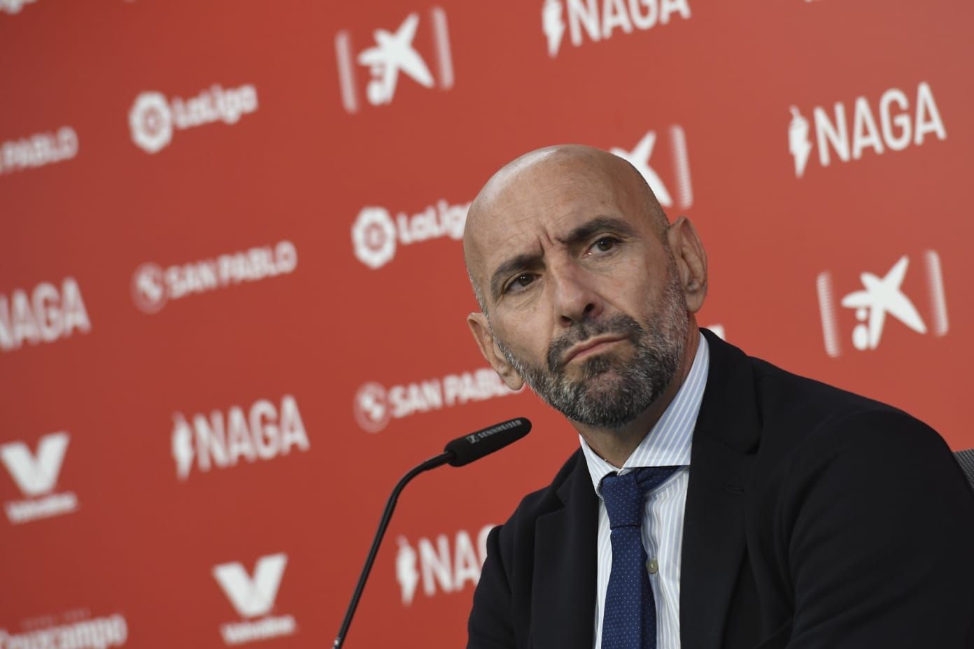  Monchi, en la rueda de prensa de análisis del mercado.