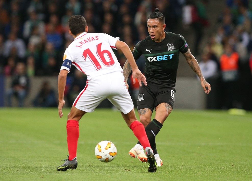 Navas, en el anterior partido del Sevilla en Krasnodar.