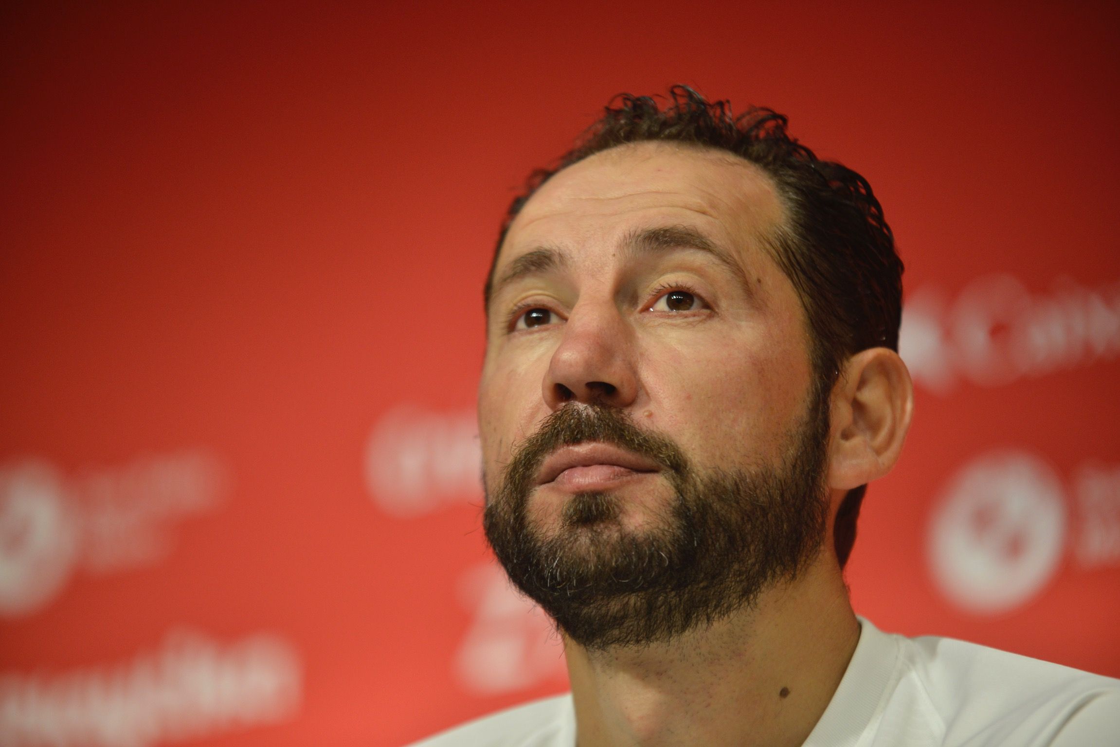  Pablo Machín, durante la rueda de prensa de este miércoles.
