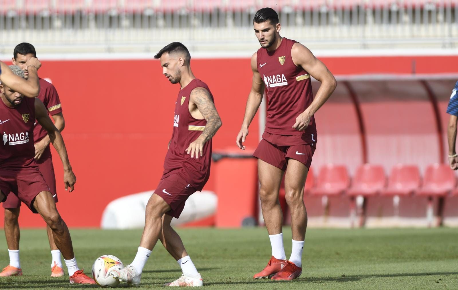  Rafa Mir y Suso en el entrenamiento.