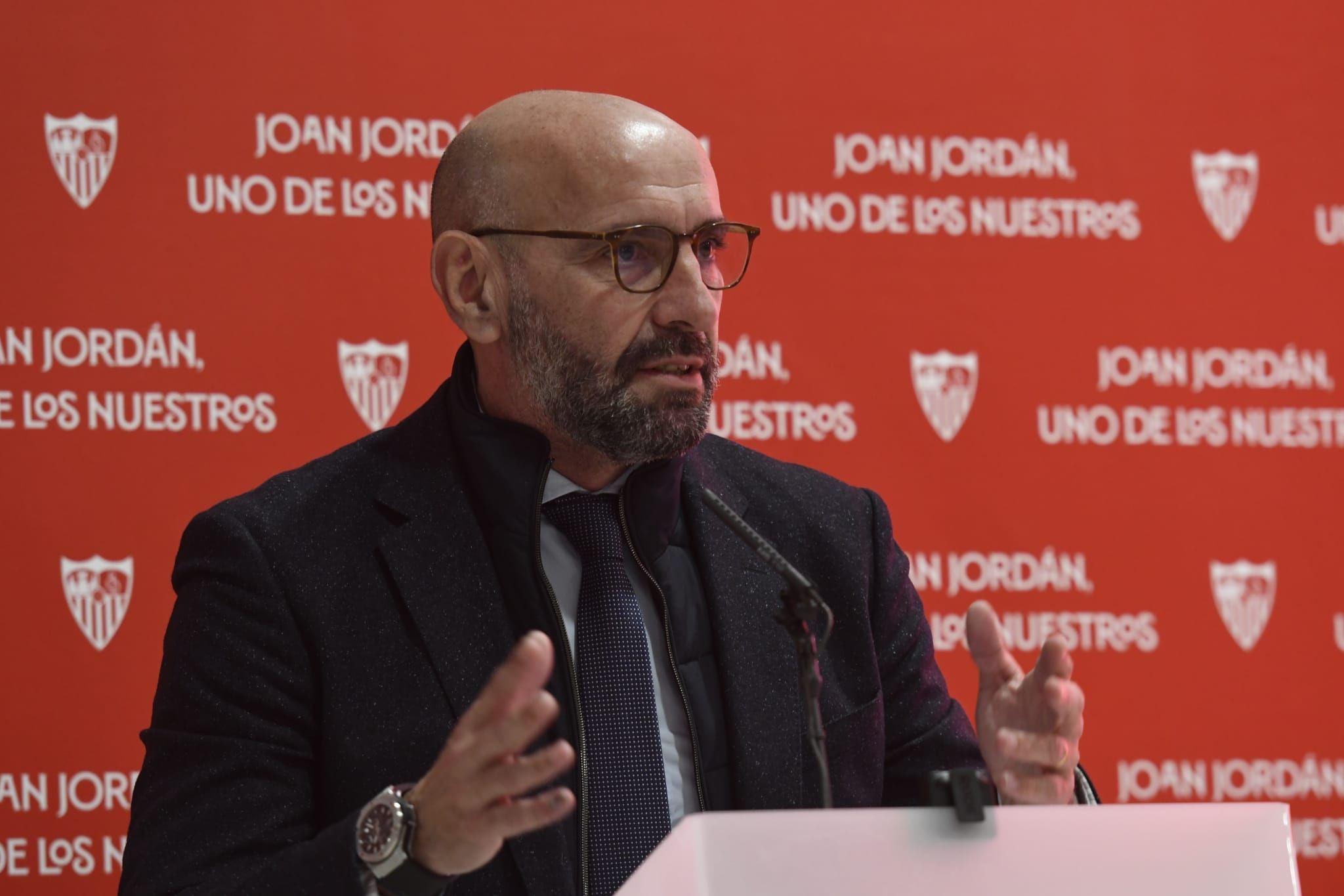  Monchi, en el acto de renovación de Joan Jordán.