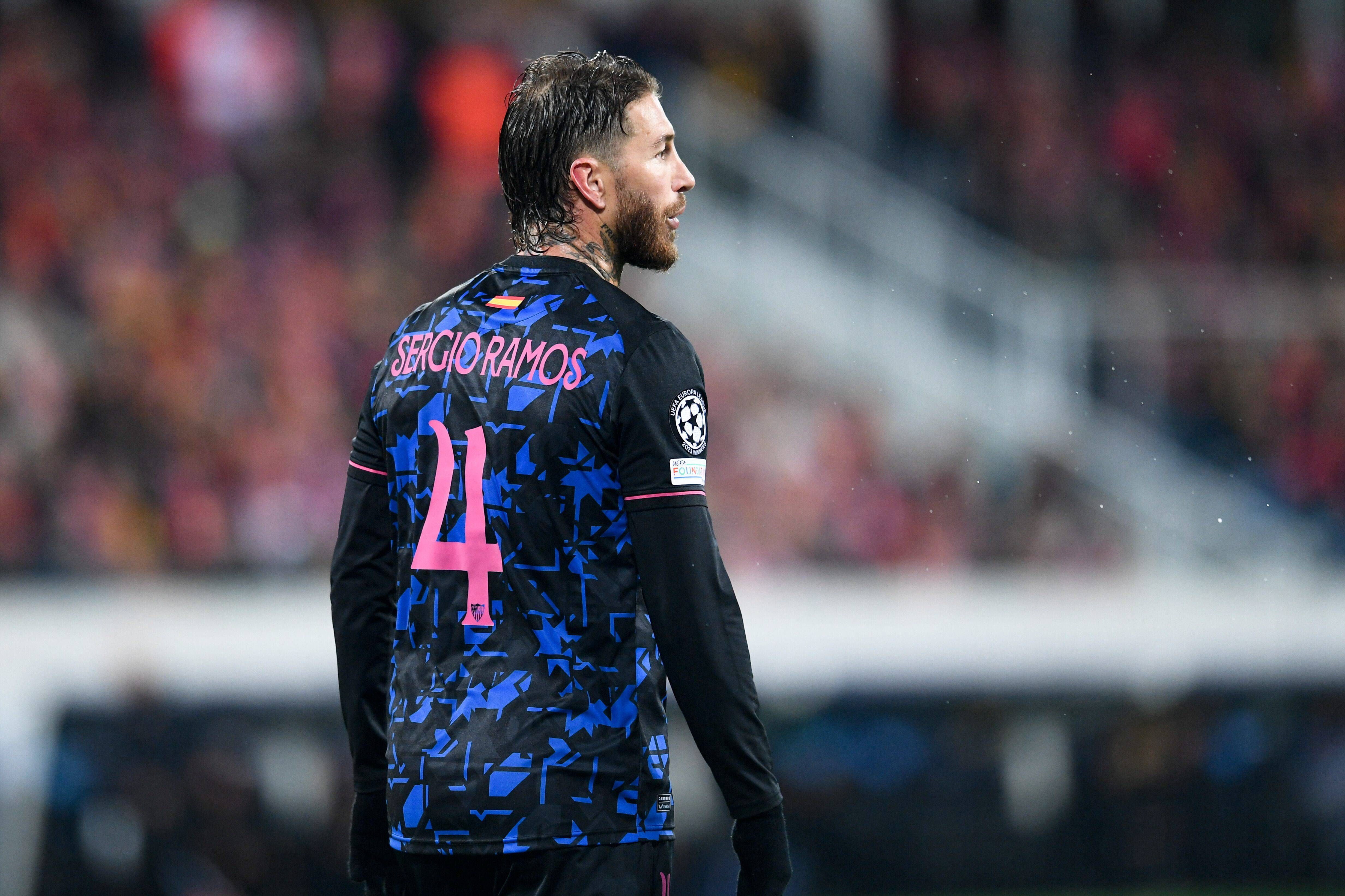  Sergio Ramos durante el partido de Champions ante el Lens.