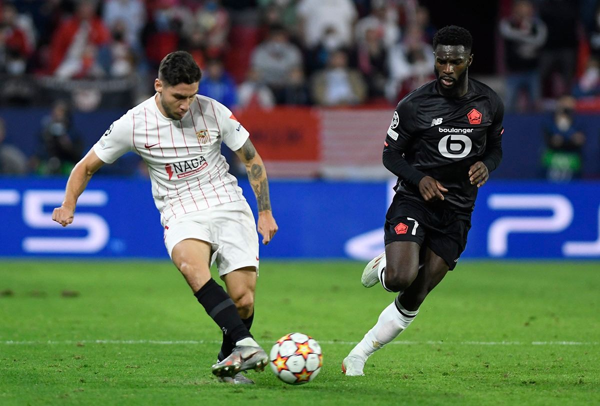 Montiel, en el partido ante el Lille.