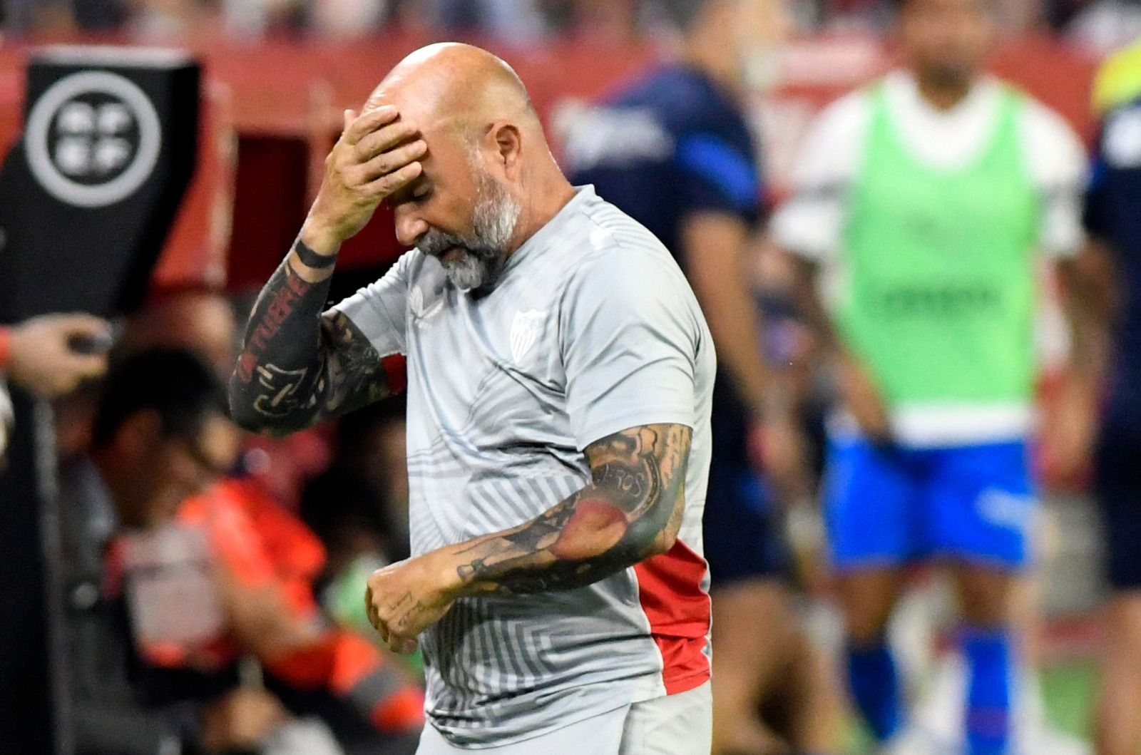  Sampaoli, durante el Sevilla-Valencia.