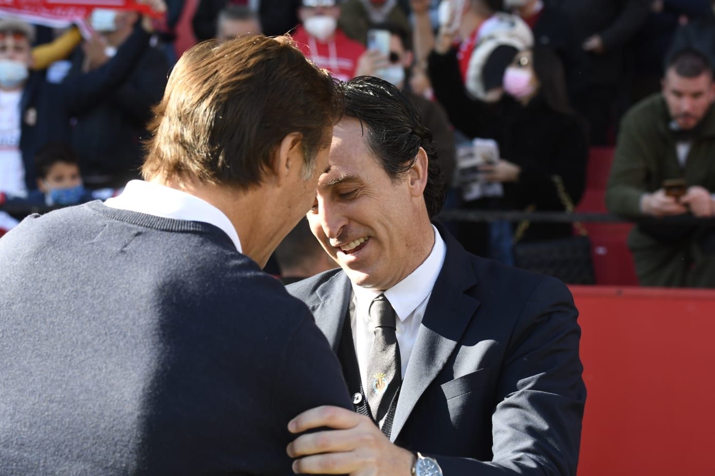  Unai Emery y Lopetegui se saludan antes del Sevilla-Villarreal.