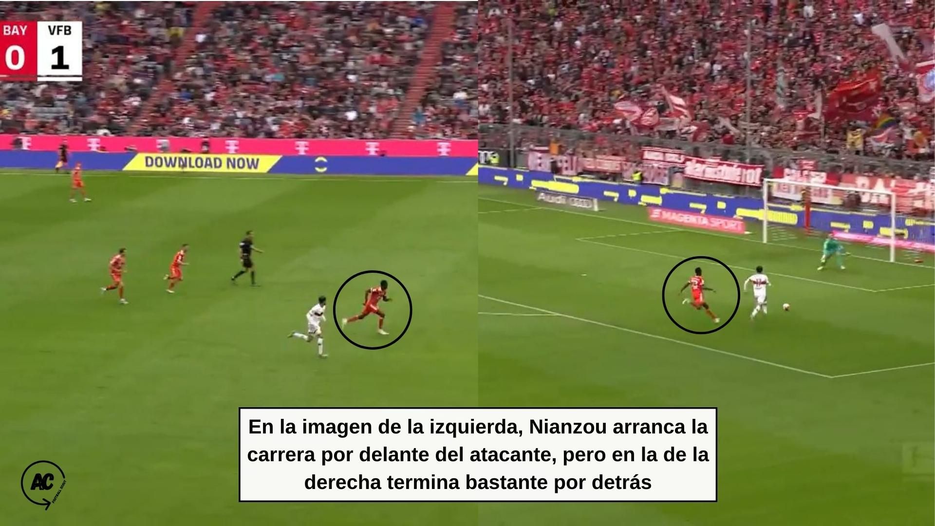  Transición defensiva del francés en un partido del Bayern.