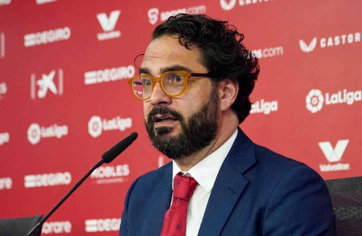 Víctor Orta, en su presentación con el Sevilla.