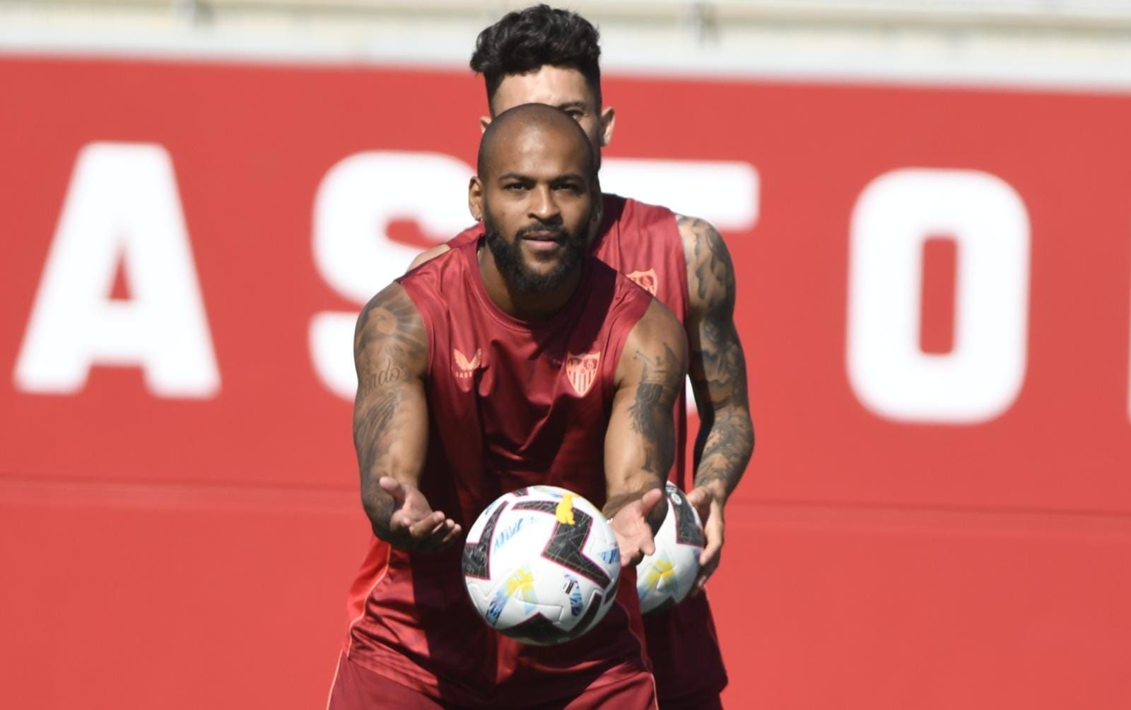  Marcao, en la sesión de entrenamiento del Sevilla.