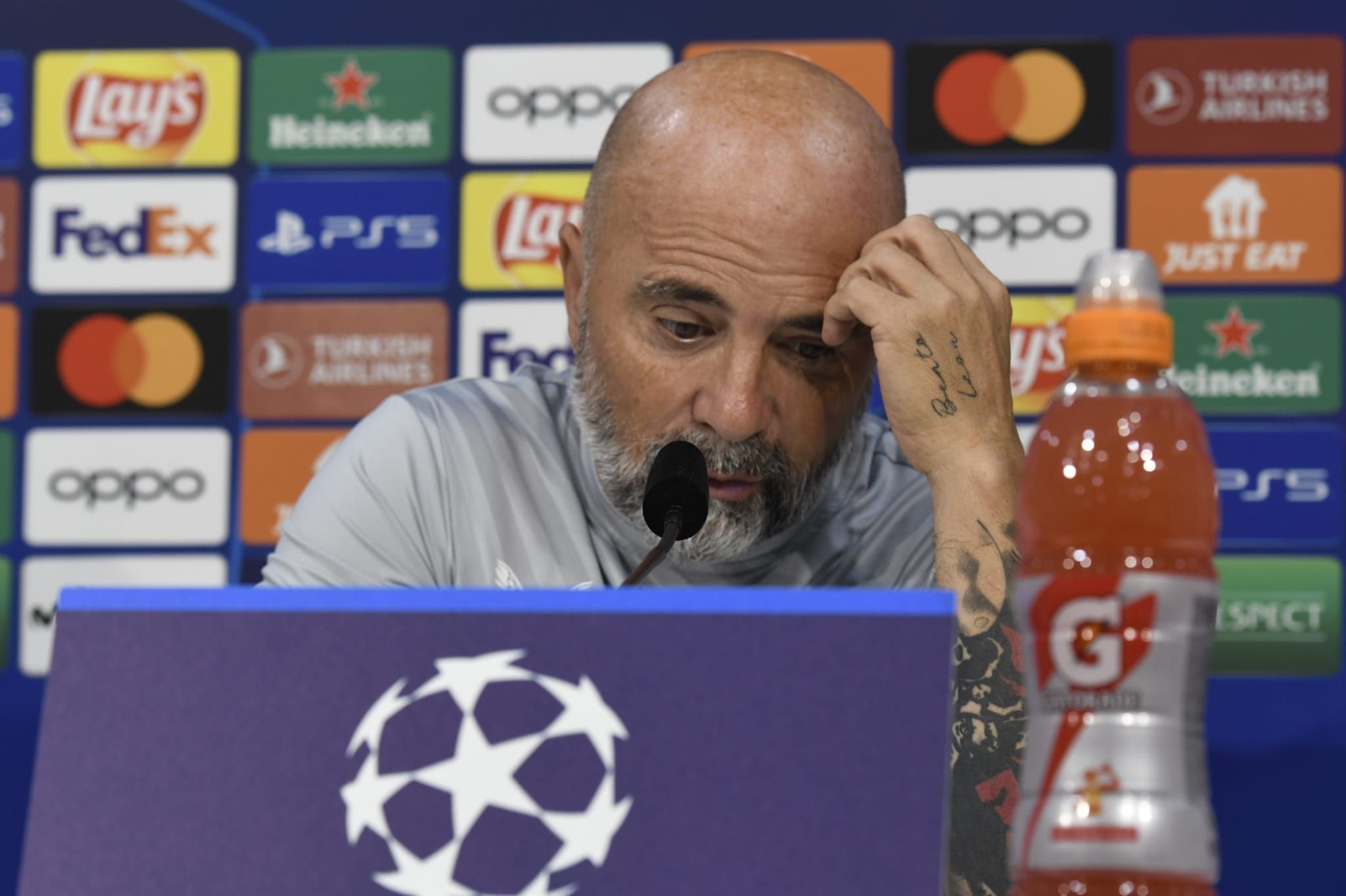 Sampaoli, en sala de prensa.