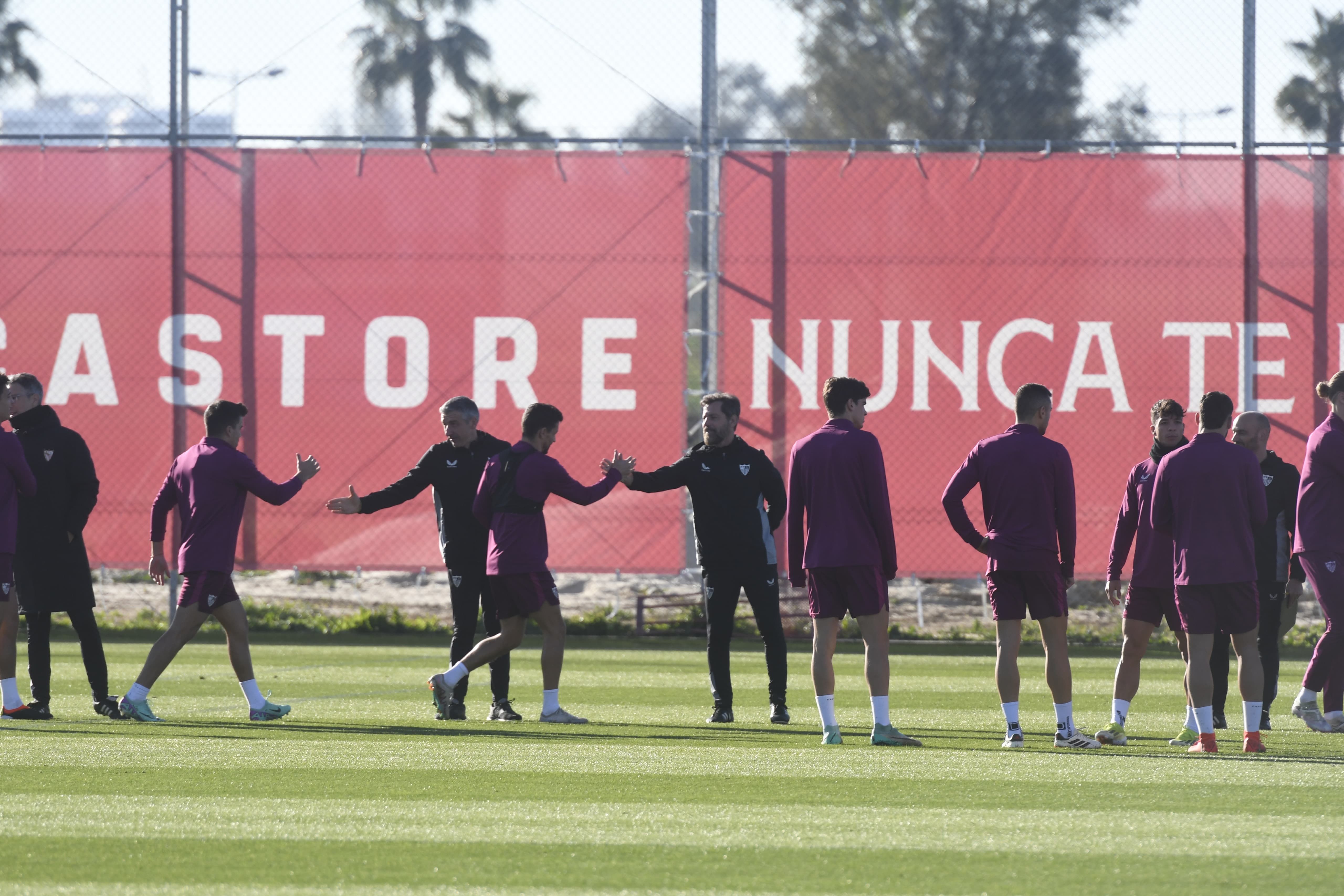  Imagen de un entrenamiento del Sevilla FC.