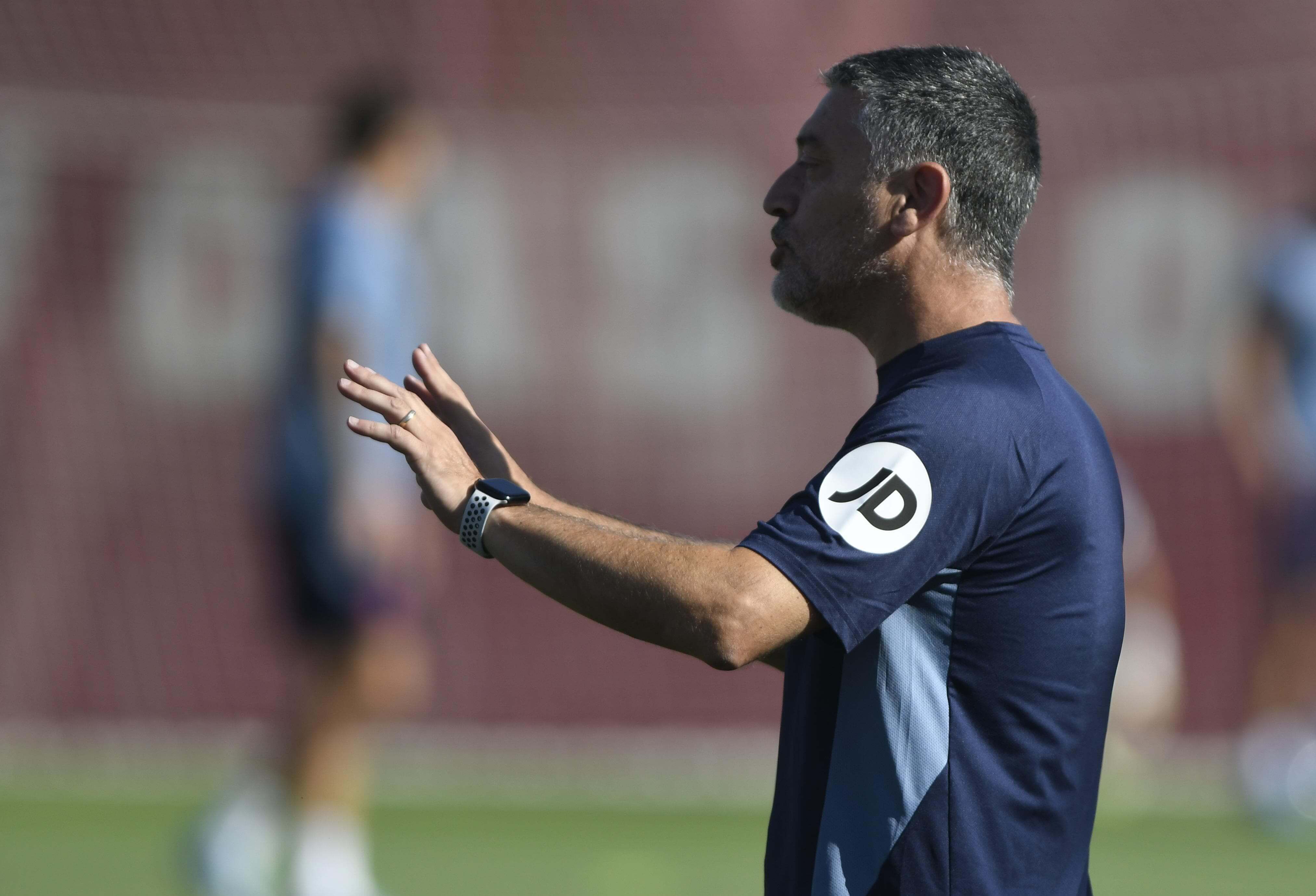 García Pimienta, entrenador del Sevilla, en la sesión del martes.