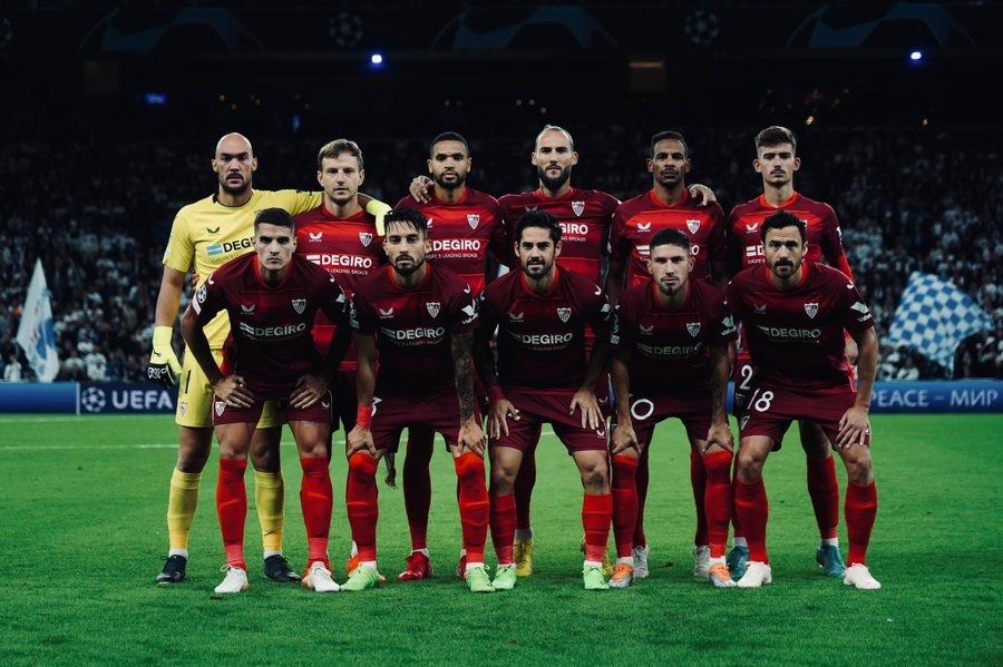  El XI del Sevilla en Copenhague.