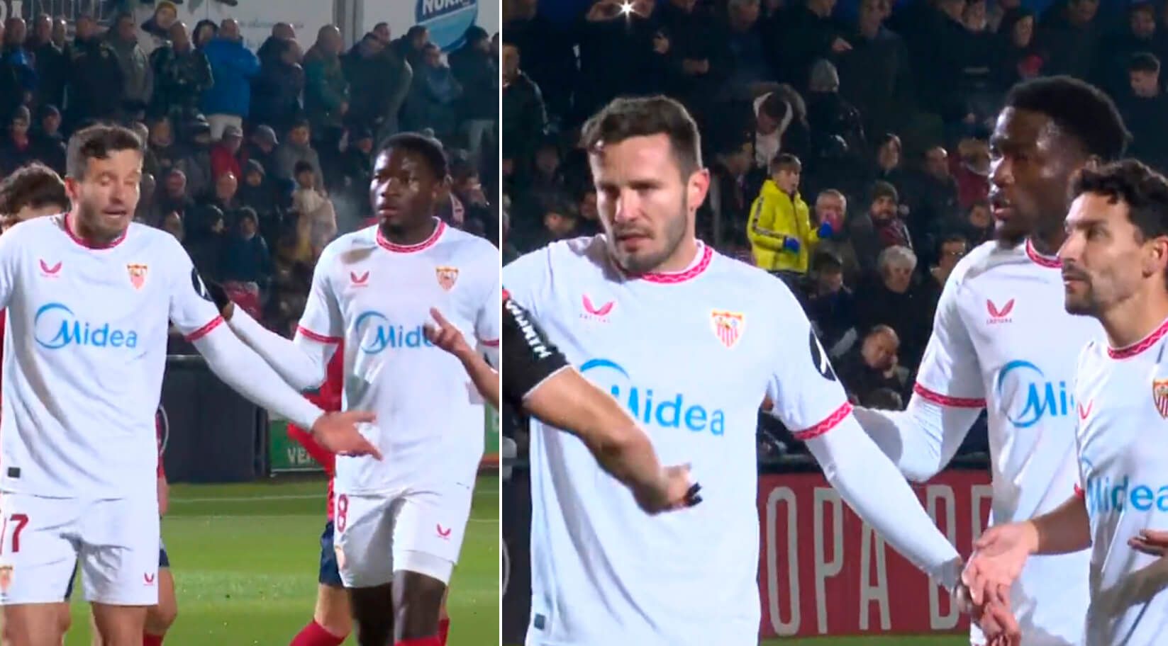  La charla entre Saúl Ñíguez y Lucién Agoumé.