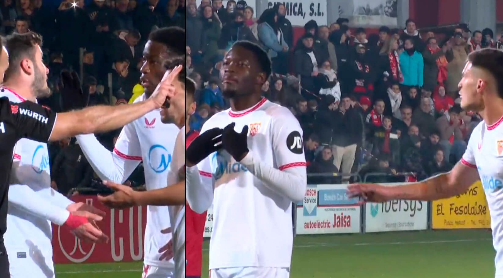  La charla entre Saúl Ñíguez y Lucién Agoumé.