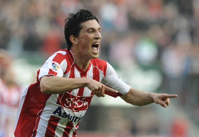  André Castro celebra un gol con el Sporting.