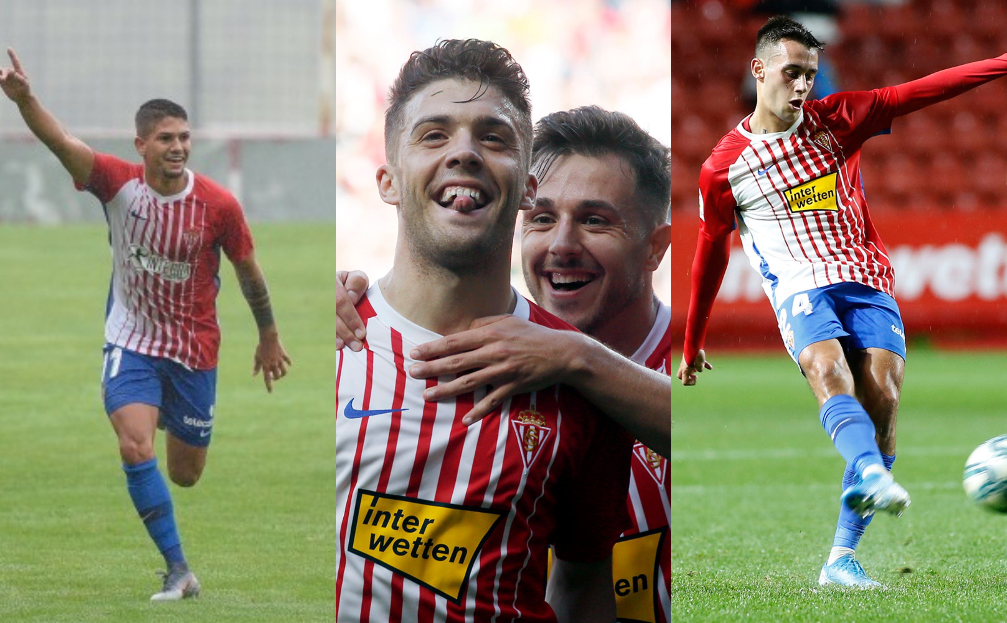 Bertín, Nacho Méndez y Pedro Díaz, canteranos del Sporting.