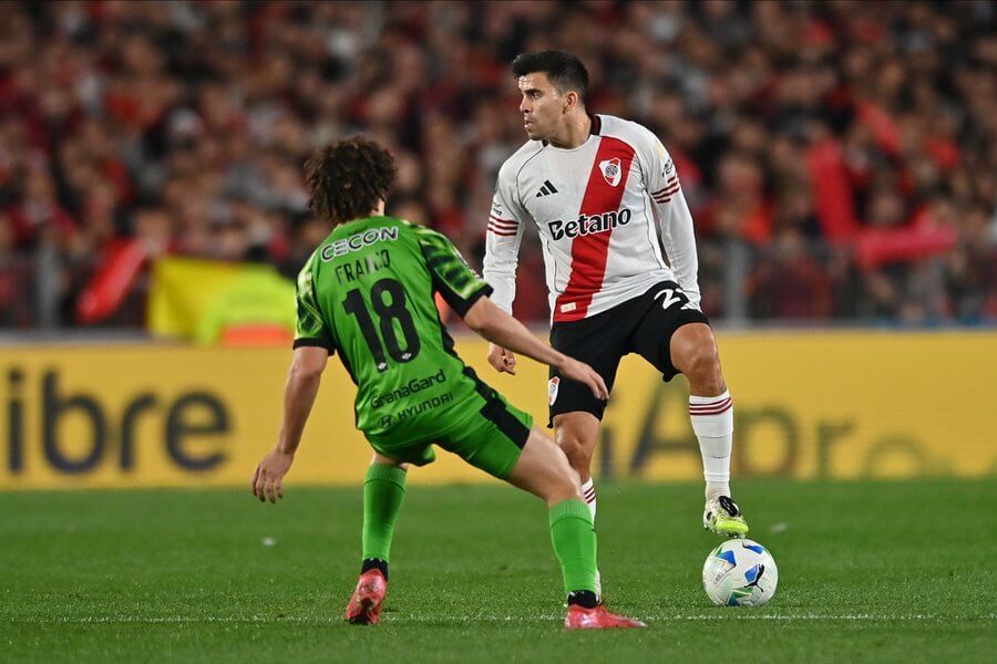 Marcos Acuña, en el partido ante el Libertad de Paraguay.