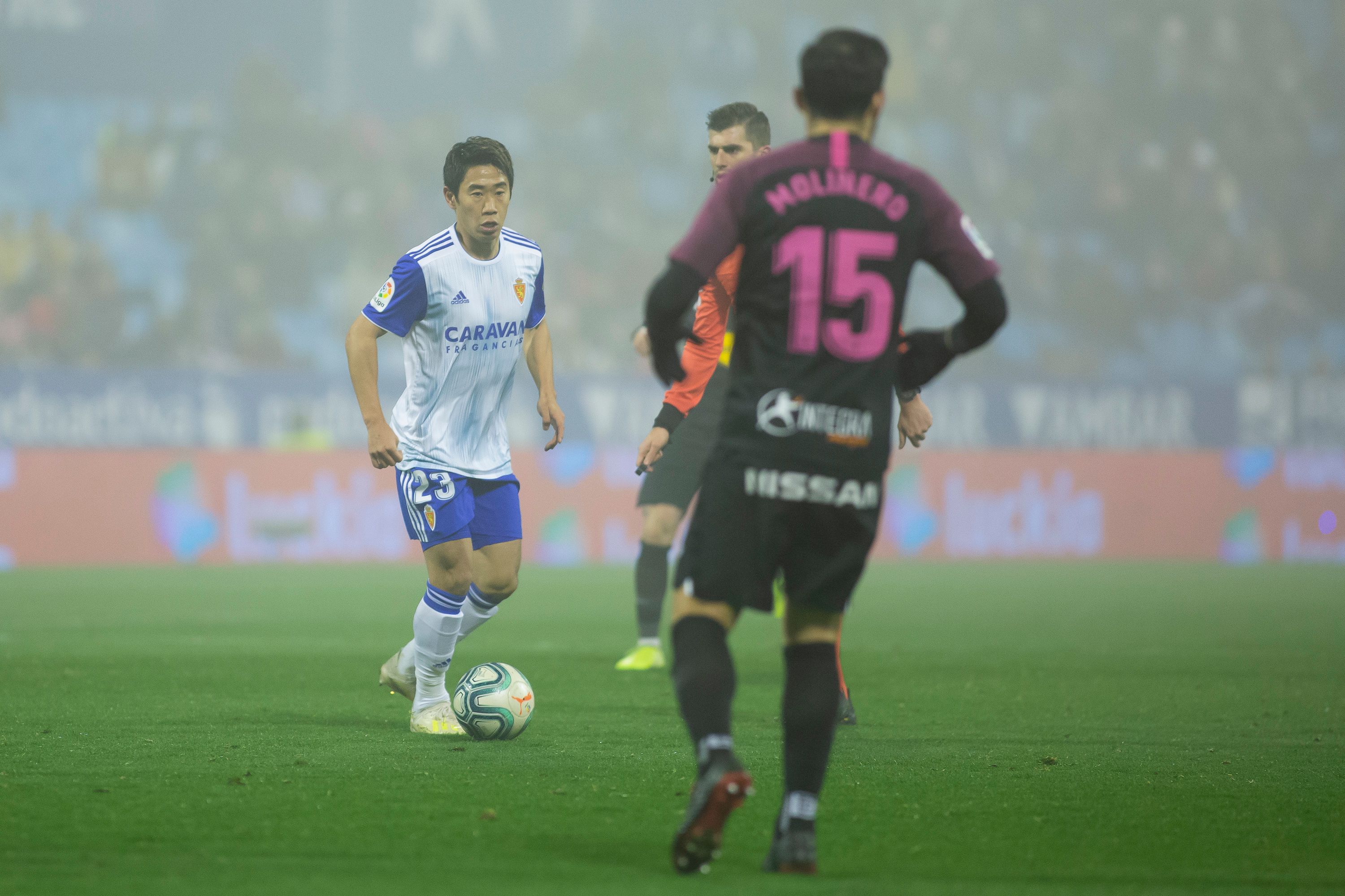 Molinero durante el encuentro del Sporting de Gijón ante el Zaragoza