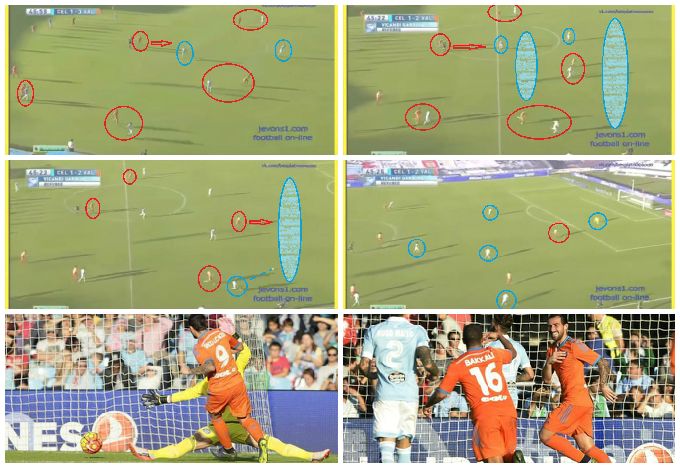 La segunda línea ché presiona la salida del balón y Alcácer aprovecha para marcar.