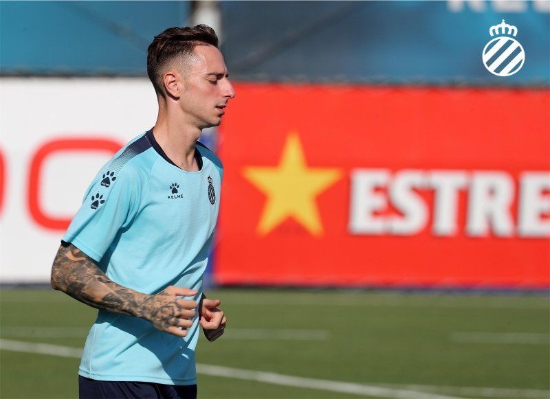  Calero, en una sesión con el Espanyol.