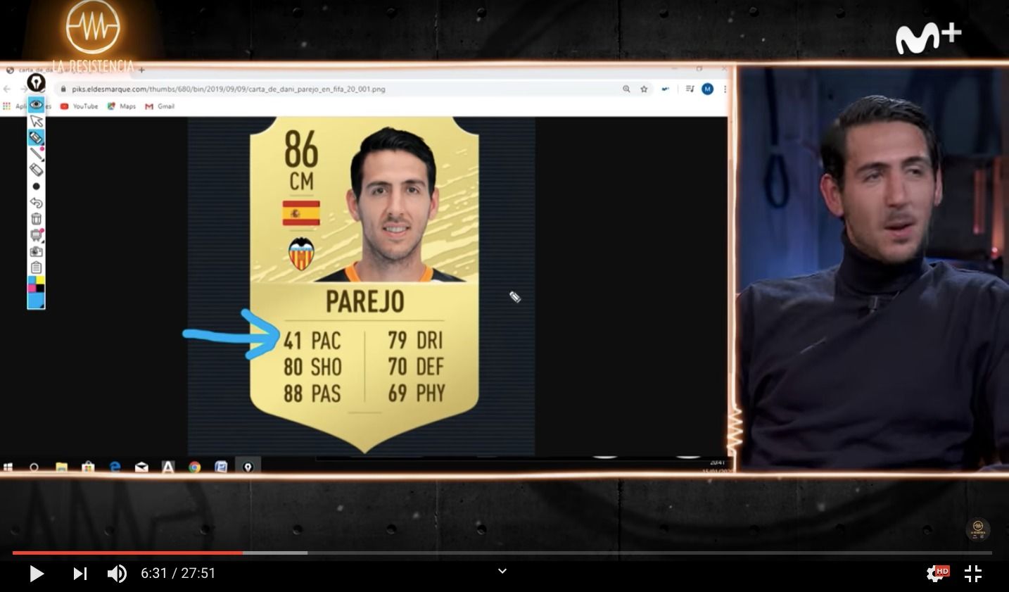  Dani Parejo en La Resistencia con una captura de ElDesmarque