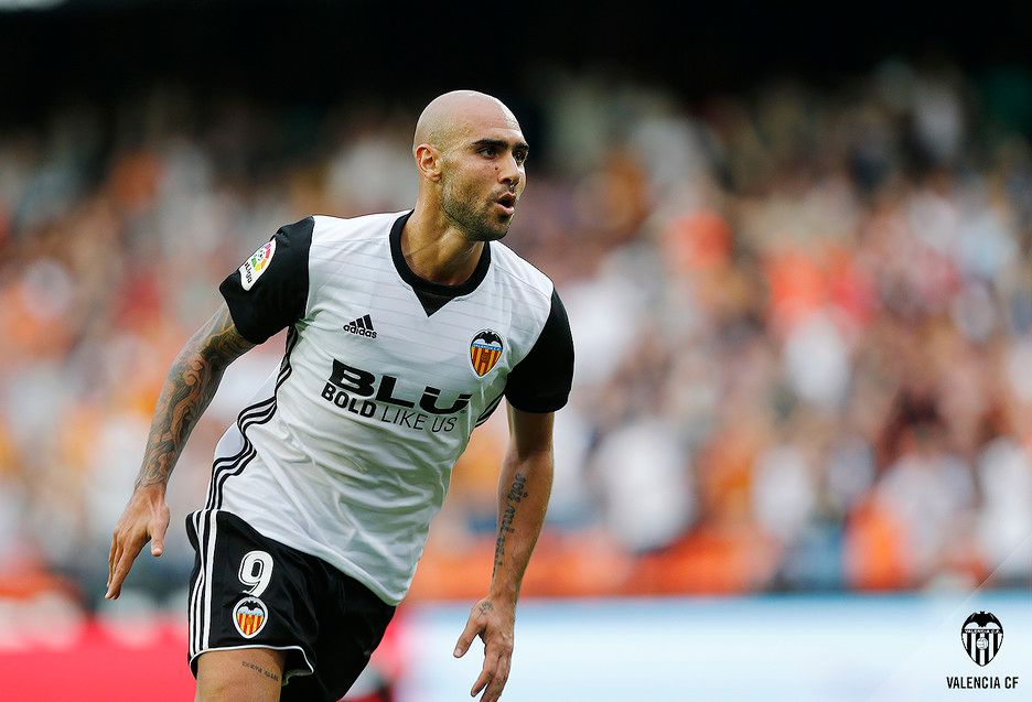  Zaza celebra un gol en Mestalla.