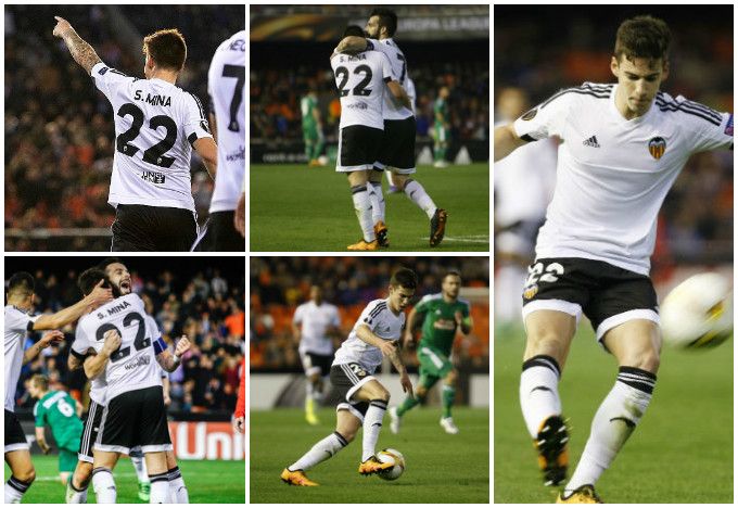 Partido para enmarcar de Santi Mina ante el Rapid de Viena en la Europa League.