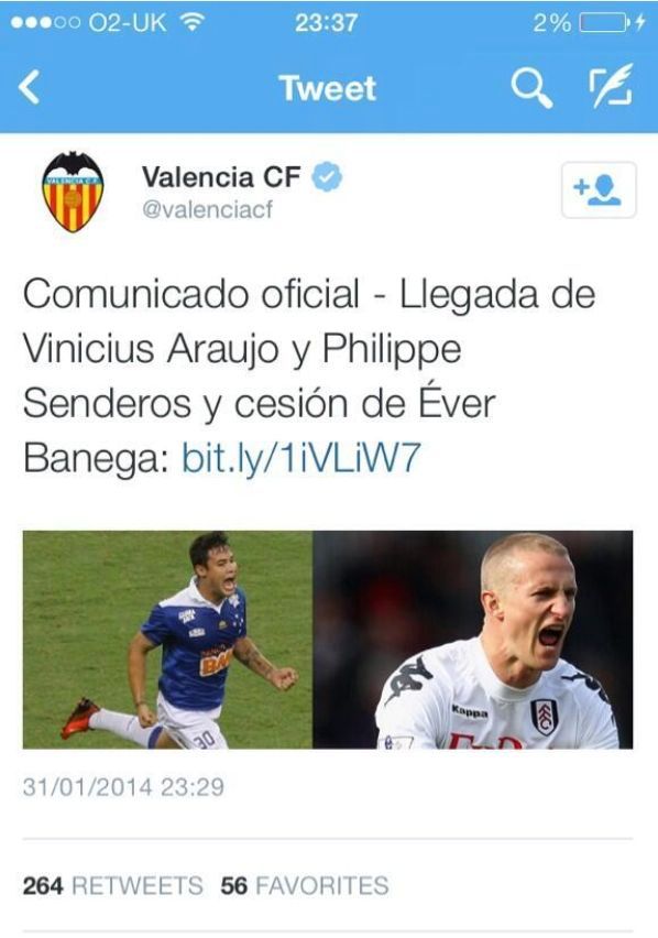  El Valencia compartió una foto de un jugador que no era Senderos.