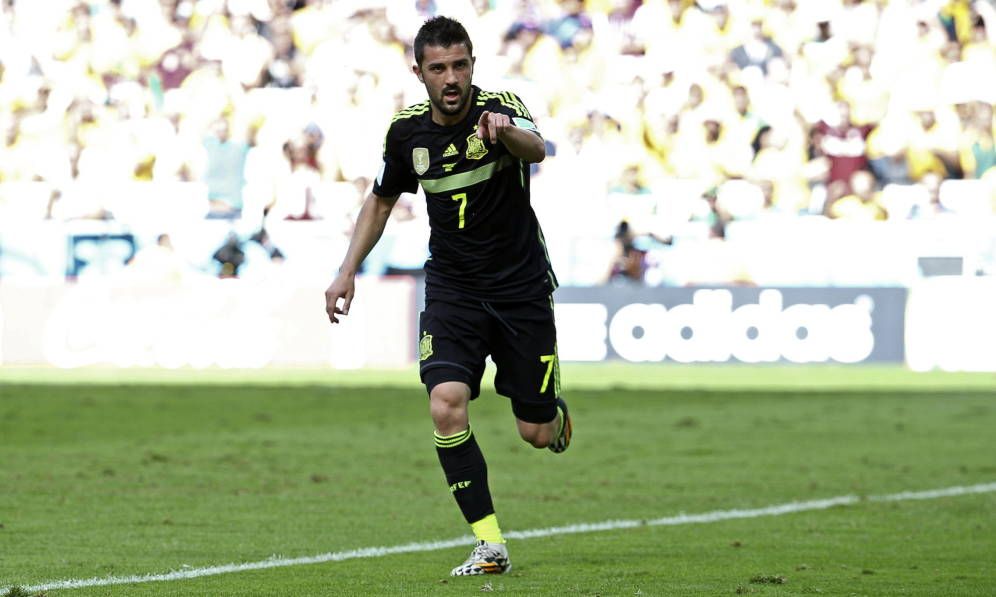  David Villa celebra su gol ante Australia en el Mundial de Brasil 2014.