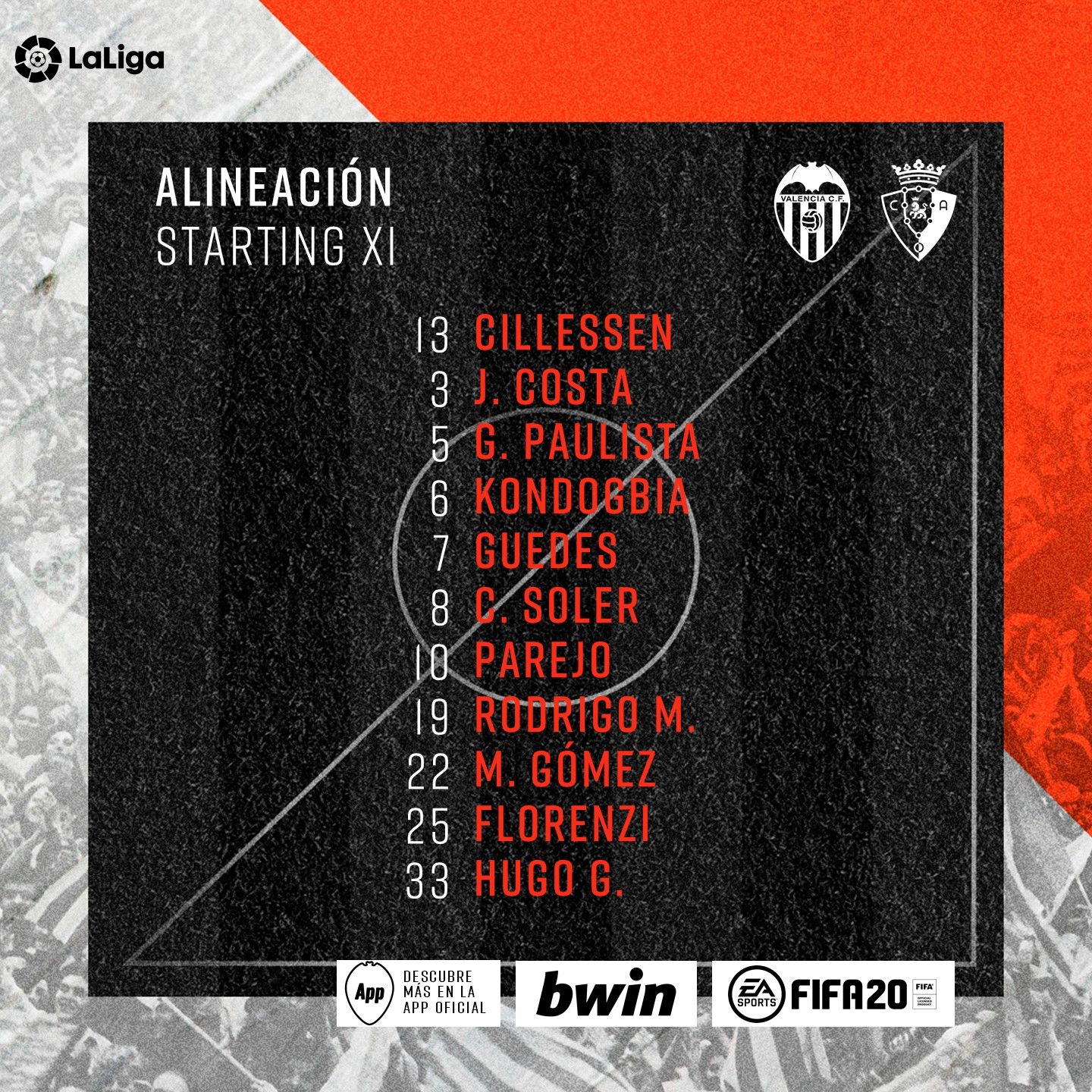 Once titular del Valencia CF