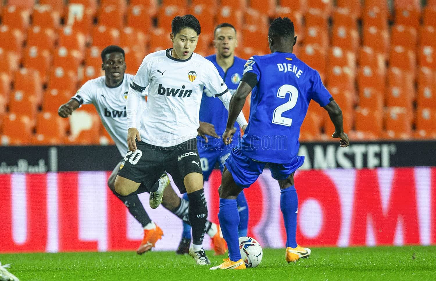 Kang In Lee fue titular en el Valencia-Getafe