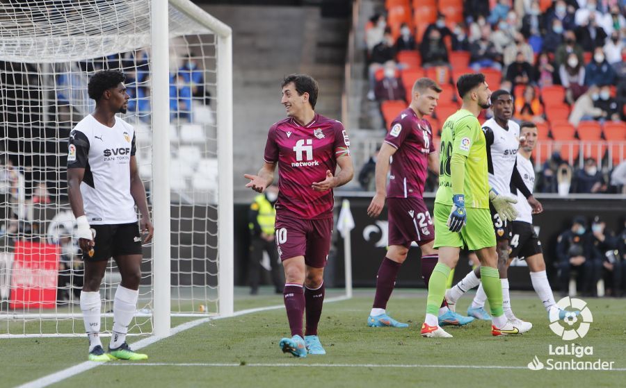Oyarzabal, en el partido entre la Real Sociedad y el Valencia.