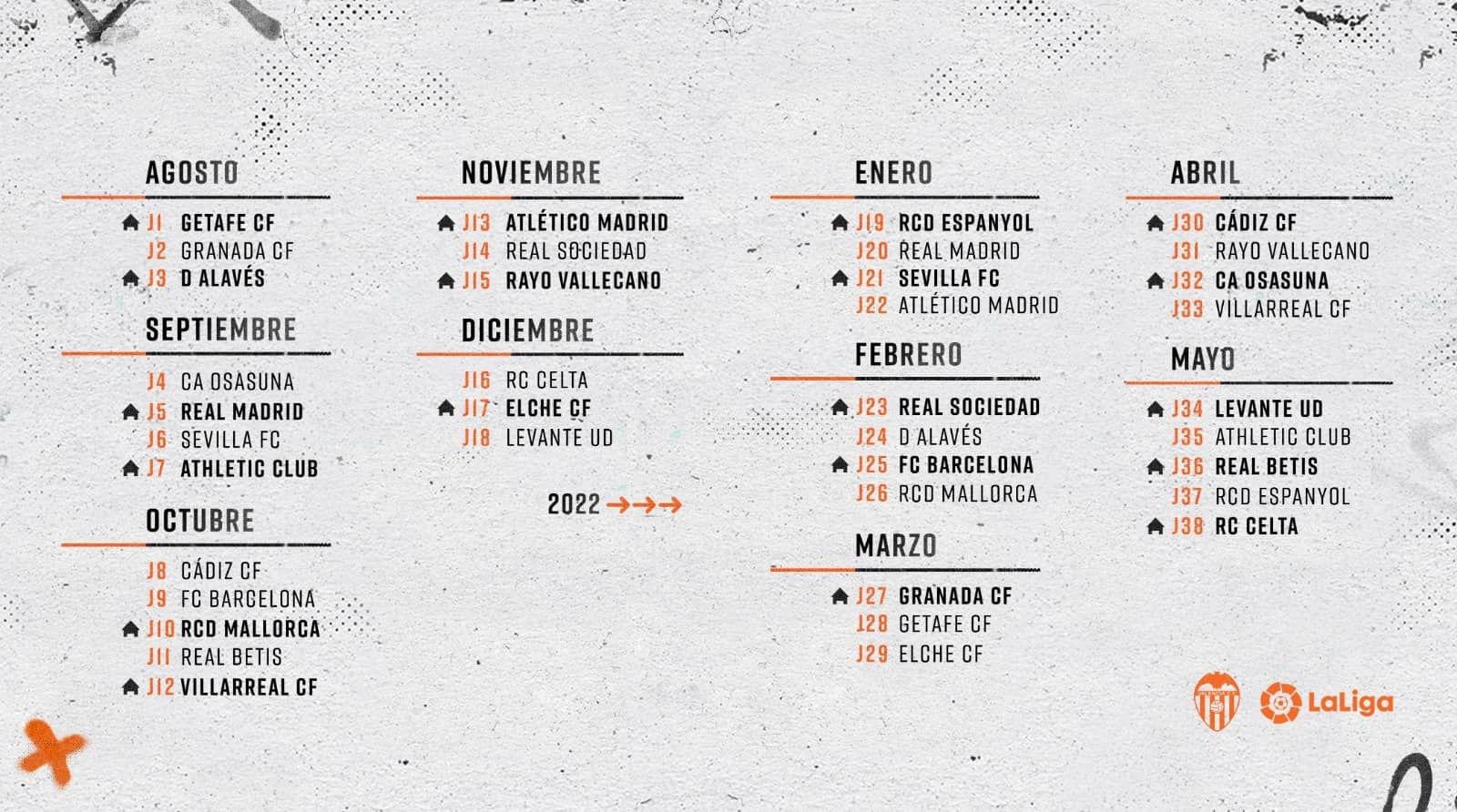 Calendario del Valencia CF