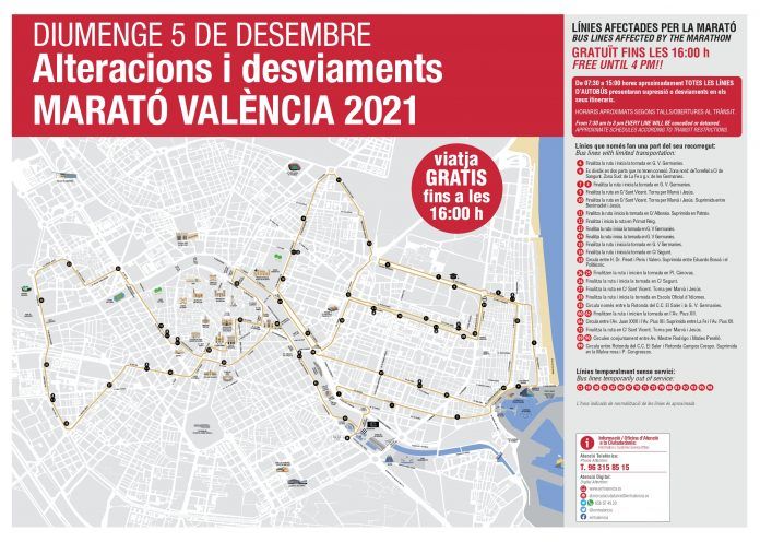  Calles cortadas por el Maratón Valencia