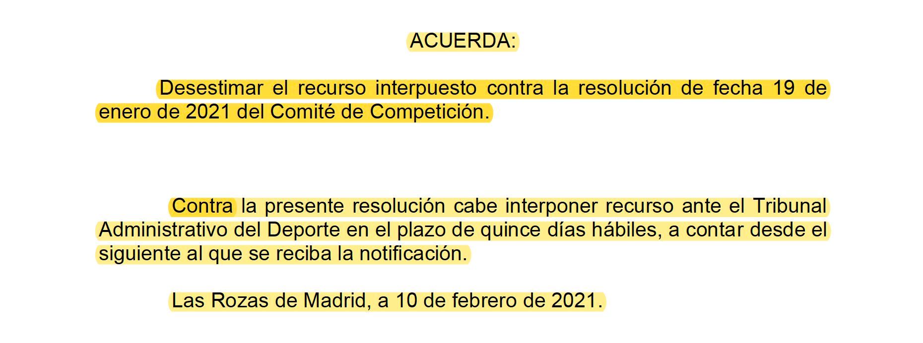  Resolución del Comité de Apelación
