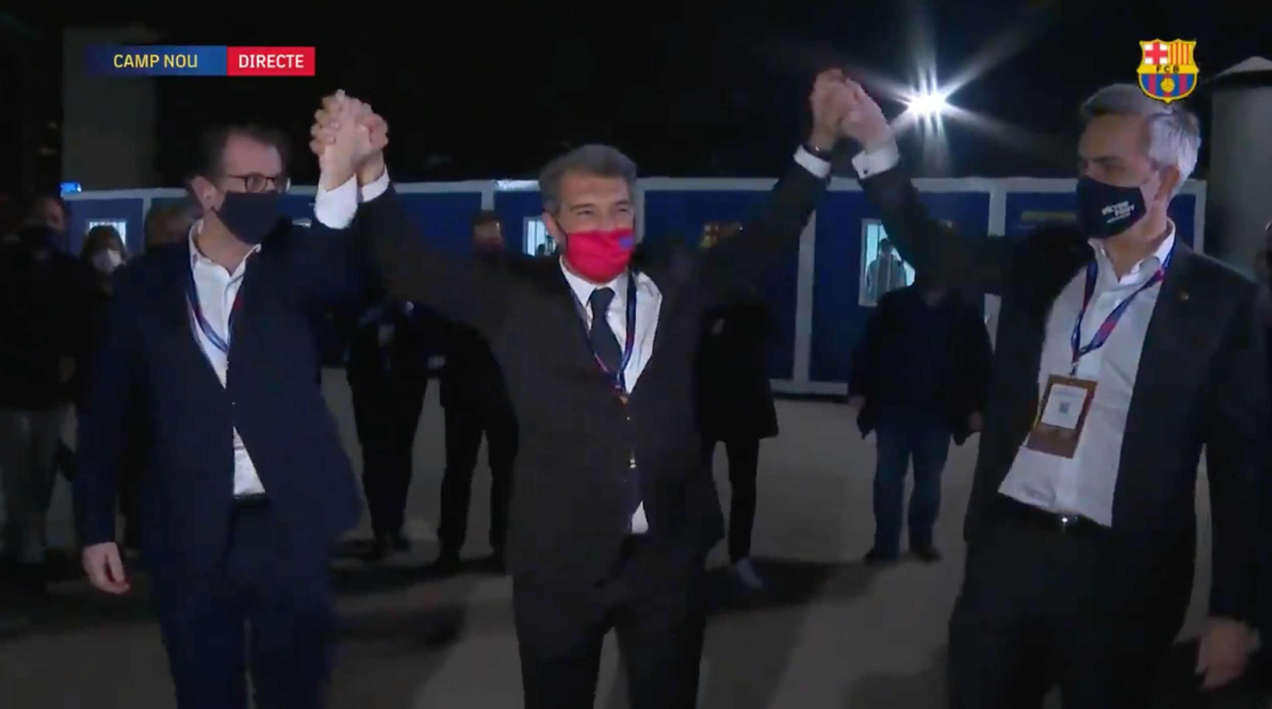  Laporta celebra la victoria e irá con él Mateu Alemany