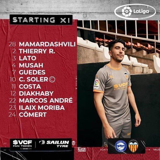 Once titular del Valencia CF