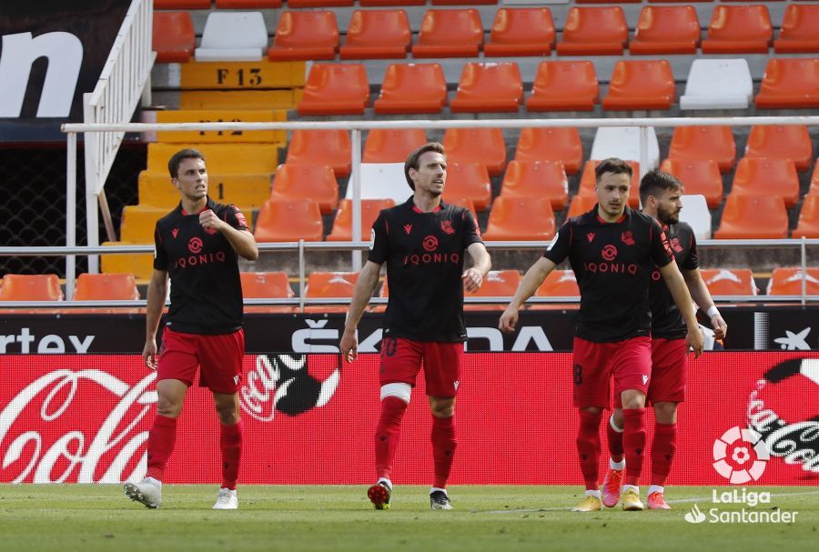  Guevara celebra su gol ante el Valencia.
